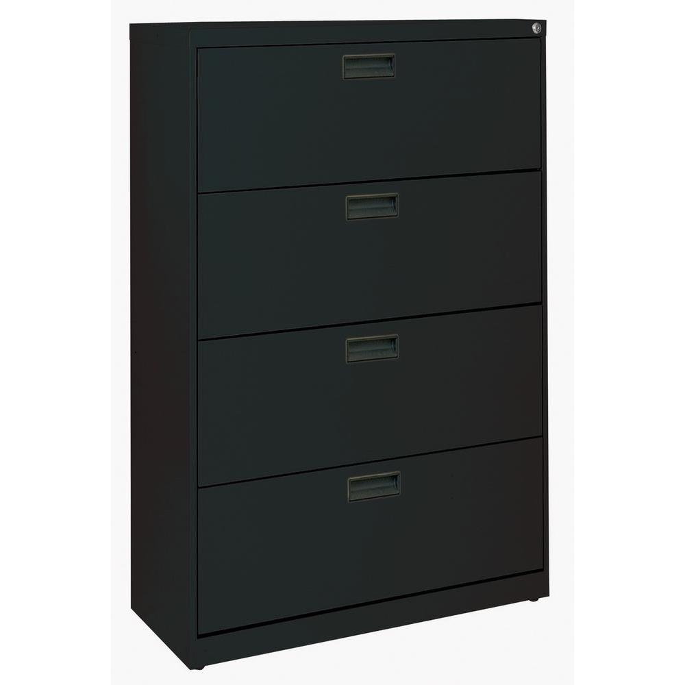 Sandusky 400 Series 50 5 In H X 30 In W X 18 In D Black 4 Drawer Lateral File Cabinet E204l 09 The Home Depot