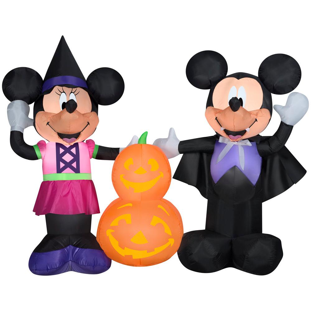 Disney 45 Ft Pre Lit Inflatable Mickey And Minnie With Pumpkins Scene Disney Air Blown