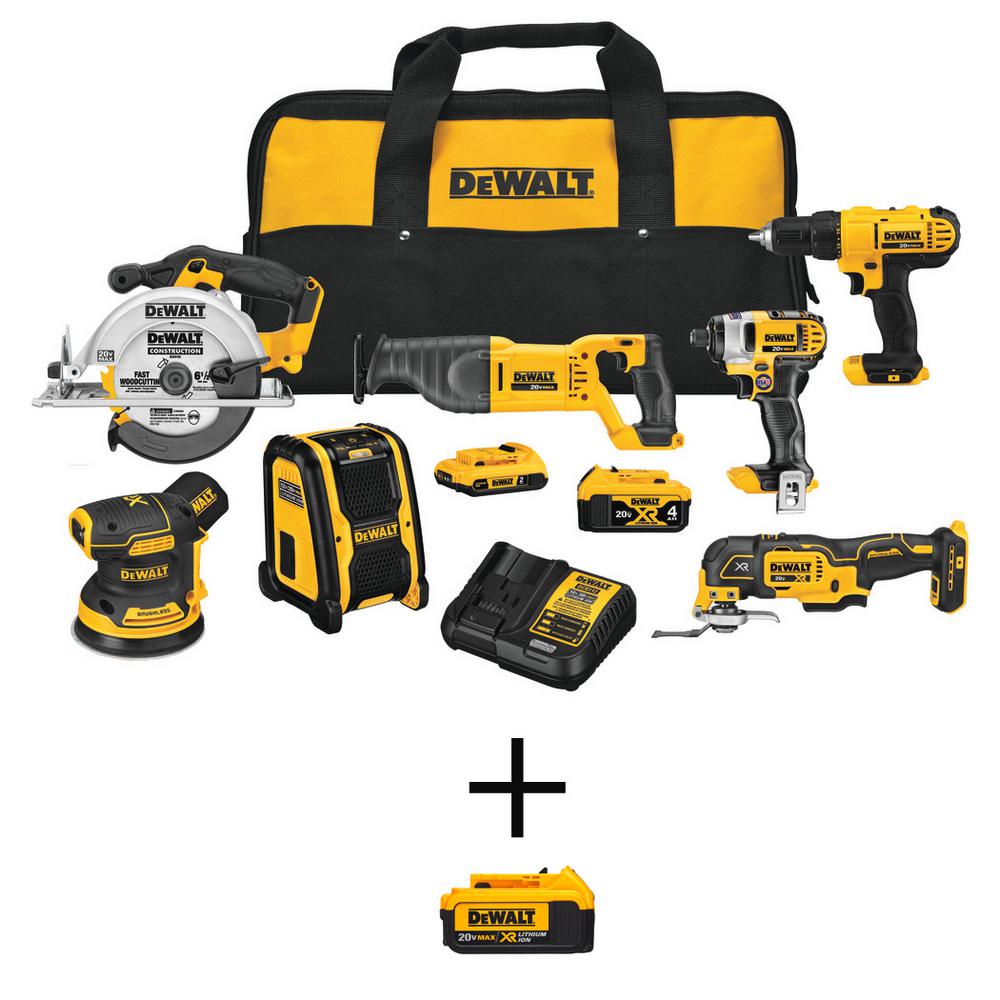 DEWALT 20-Volt MAX Lithium-Ion Cordless Combo Kit (7-Tool) with 20-Volt ...