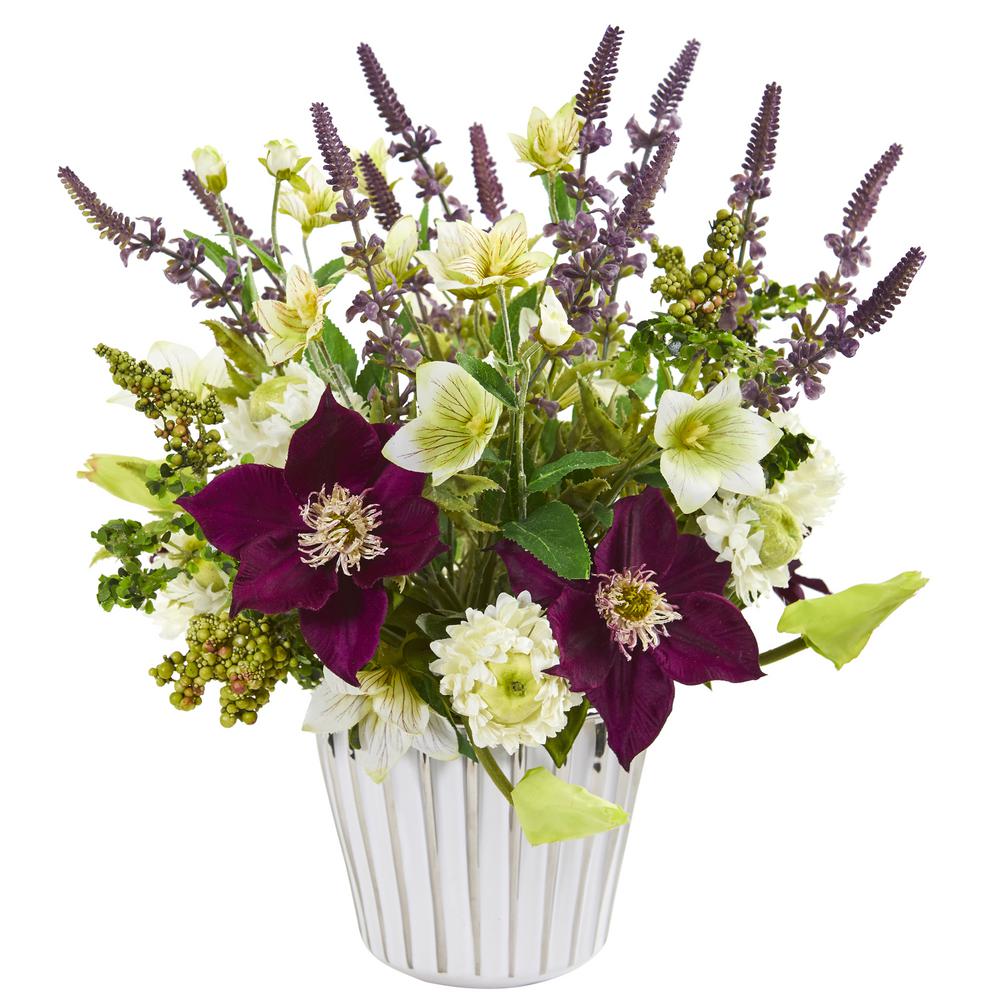 Nearly Natural Mixed Artificial Flower Arrangement In Decorative Vase 1920 The Home Depot