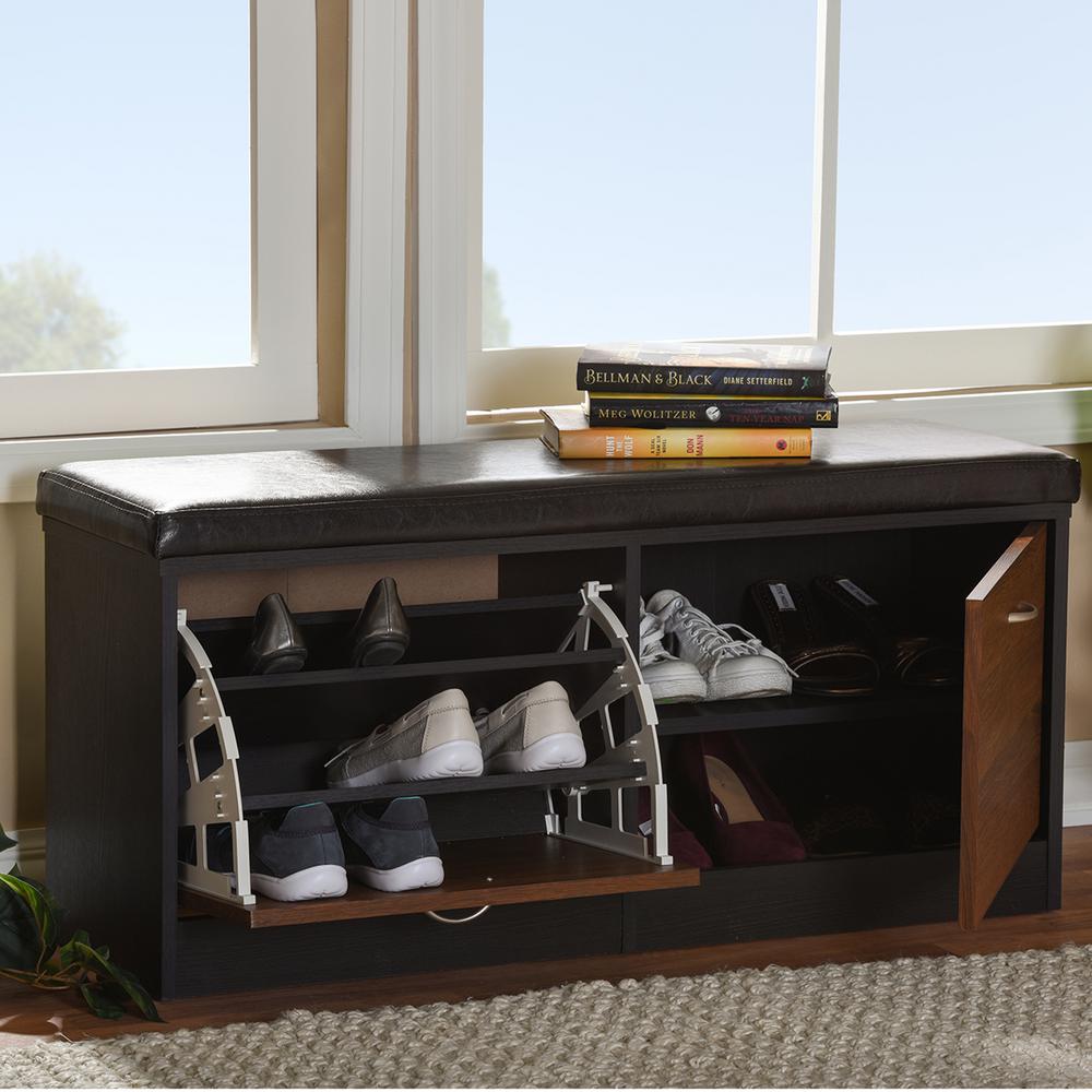 Baxton Studio Medium Brown Wood Bench 28862 6791 Hd The Home Depot