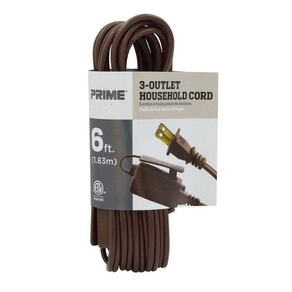 6 ft. 16/2 SPT2 Brown 3Outlet Household Extension CordEC670606 The