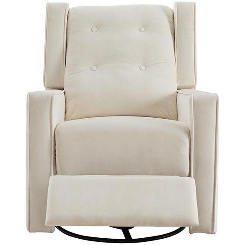 Odelia 360° Swivel Glider Rocker Recliner  Tufted Nursery Chair with Manual Puller  Plush Cushioning  Soothing Rocking Motion with Microfiber Fabric for Living Room  Bedroom  Apartment – Cream