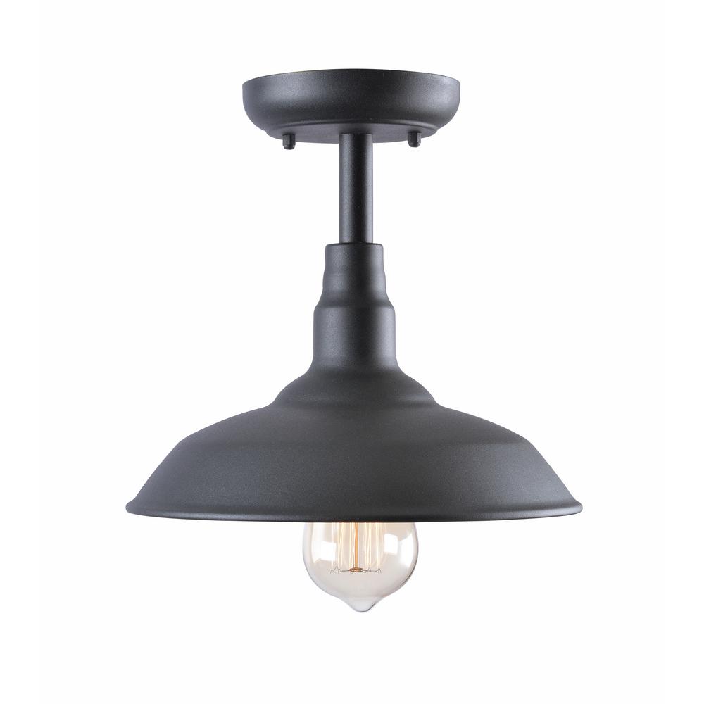 Kenroy Home Outdoor Ceiling Lighting The Dale Black 1 Light Outdoor Semi Flush Mount