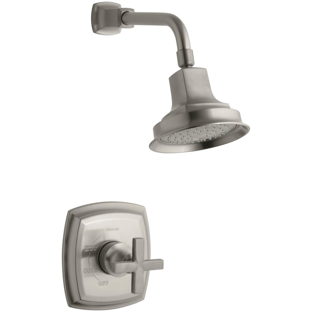 KOHLER Margaux 1Spray 6.5 in. 2.5 GPM Fixed Shower Head with Cross Handle in Brushed Nickel