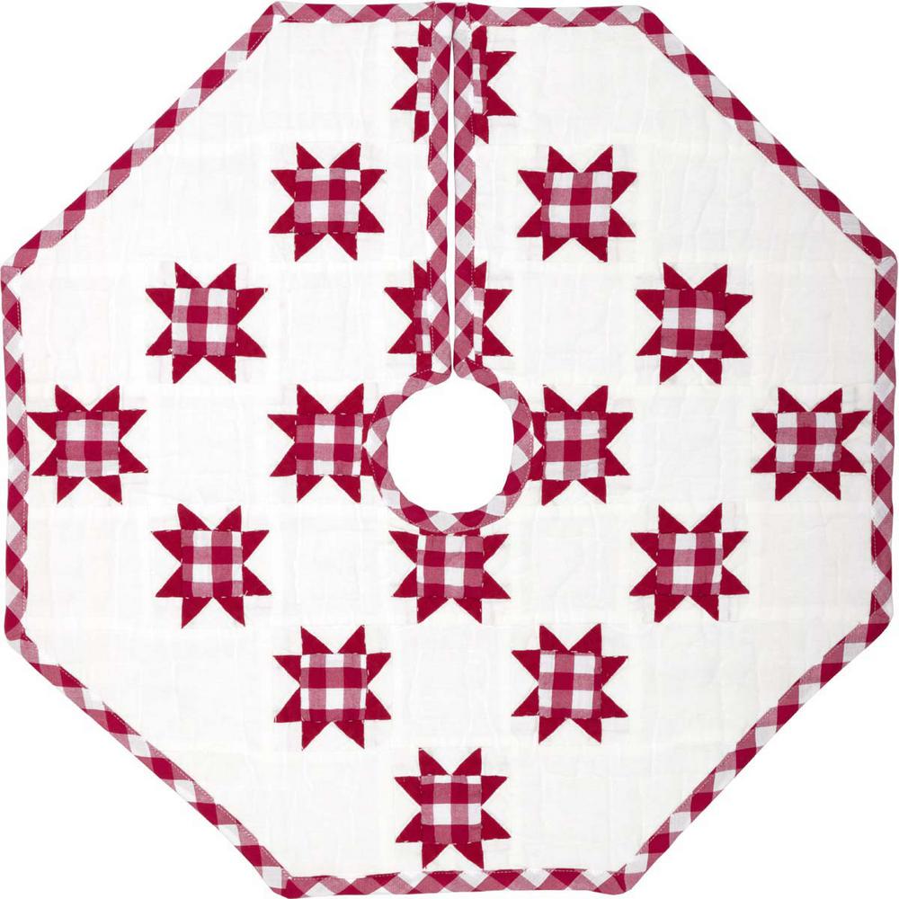 Vhc Brands 21 In Red Emmie Farmhouse Christmas Decor Patchwork Tree Skirt 42506 The Home Depot