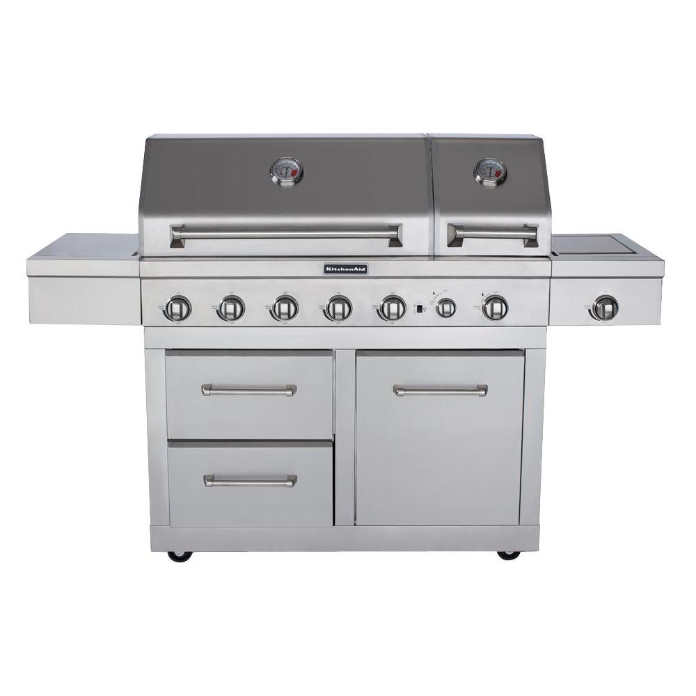 KitchenAid 6Burner Dual Chamber Propane Gas Grill in Stainless Steel