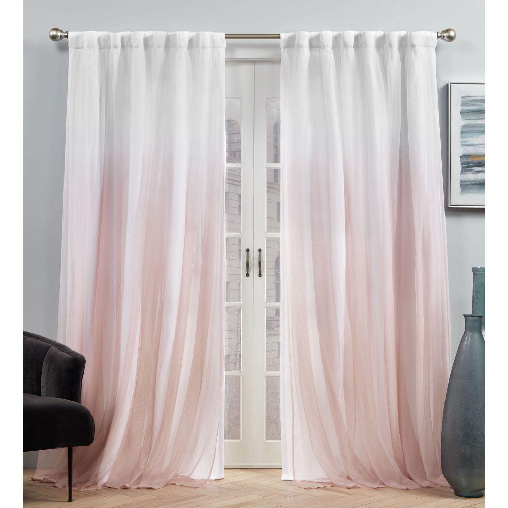Crescendo Blush Blackout Hidden Tab Top Curtain Panel 54 in. W x 96 in. L (2 Panels)EH8463012