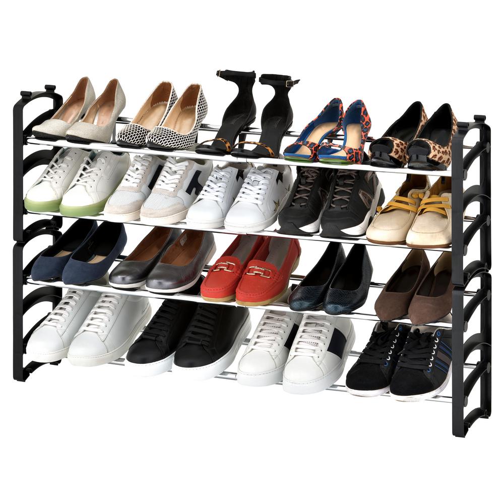 Iris 45 08 In W X 16 73 In H 10 Pair 2 Tier Metal Extendable And Stackable Shoe Rack 596018 The Home Depot