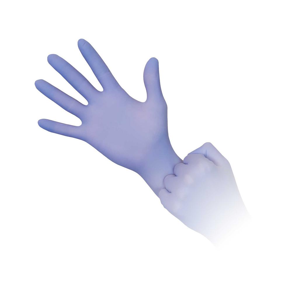 purple plastic gloves