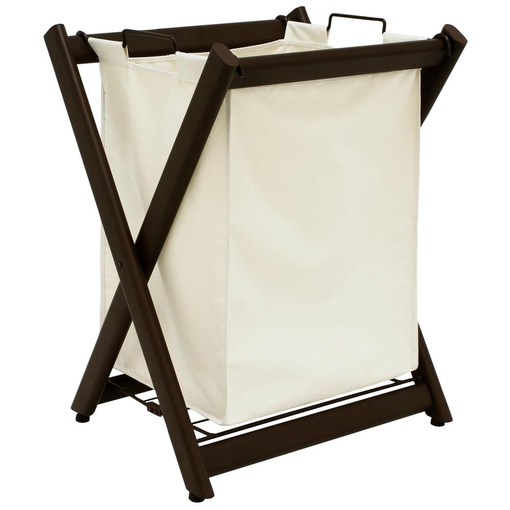 UPC 833451000073 product image for Deluxe Steel Laundry Hamper, Brown | upcitemdb.com