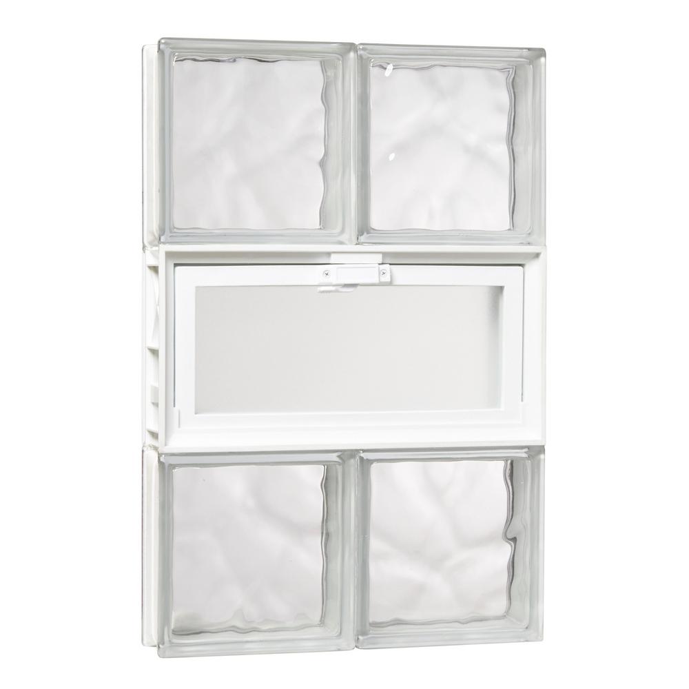 TAFCO WINDOWS 15.75 in. x 23.25 in. x 3.125 in. Wave Pattern Glass Block Masonry Window with