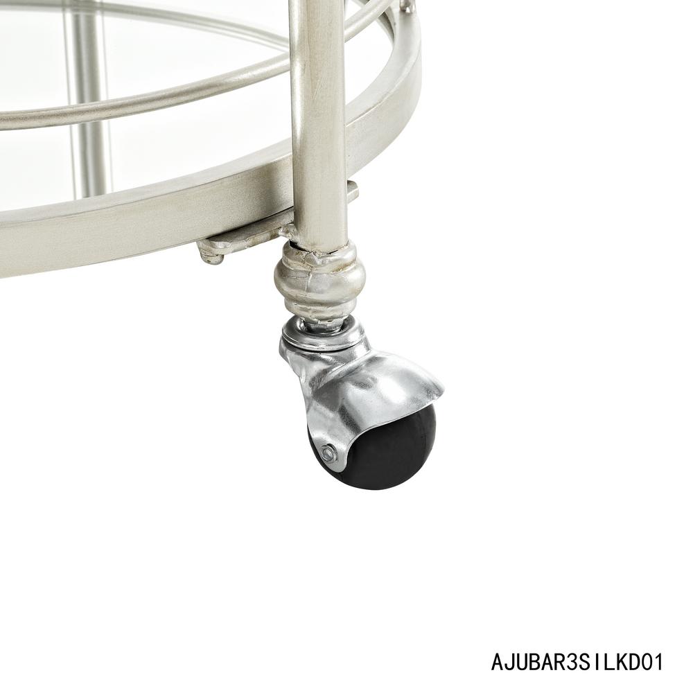 Linon Home Decor Round Silver Mirror Bar Cart Ajubar3silkd01 The Decor Round Silver Mirror Bar Cart