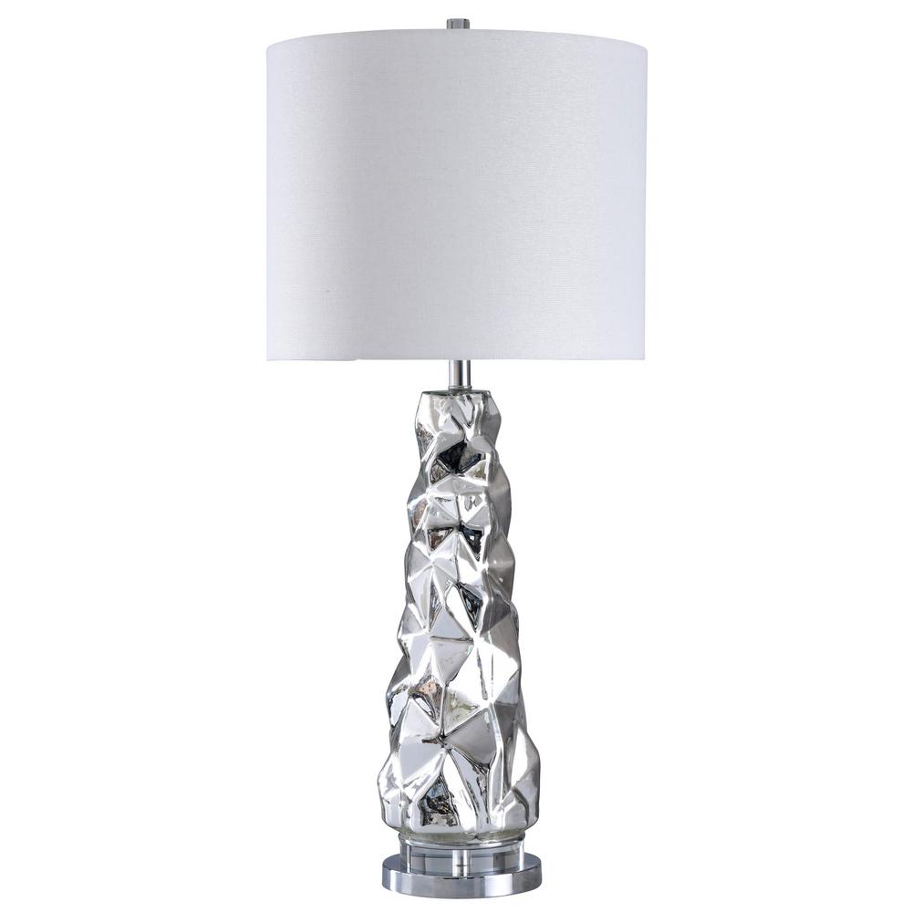 Stylecraft 38 In Silver Mercury Clear Table Lamp With White Styrene Shade