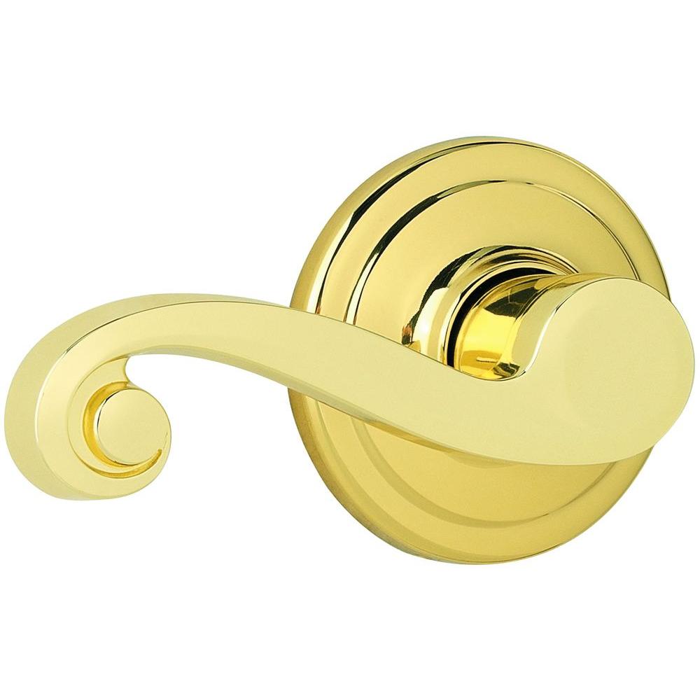 Kwikset Lido Polished Brass Passage Lever720LL 3 6AL RCS The Home Depot
