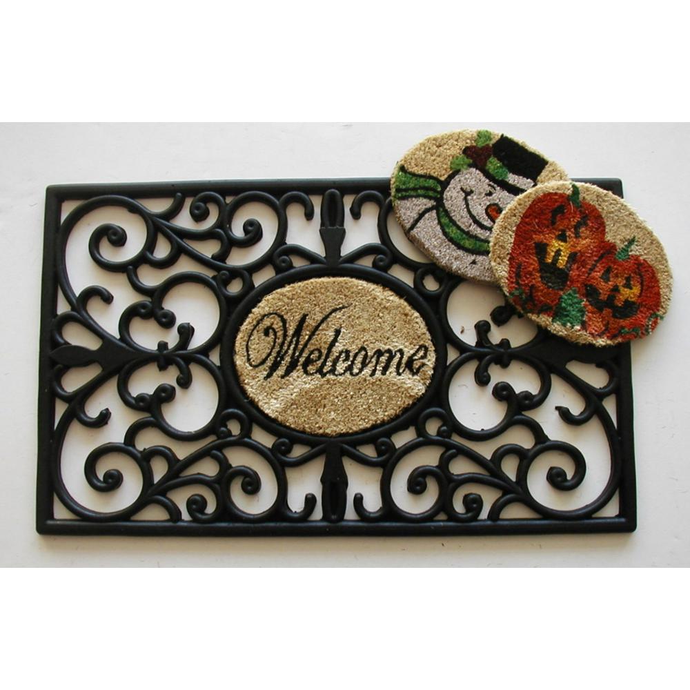 Welcome Rubber Tray With Three Inserts Welcome Snowman And