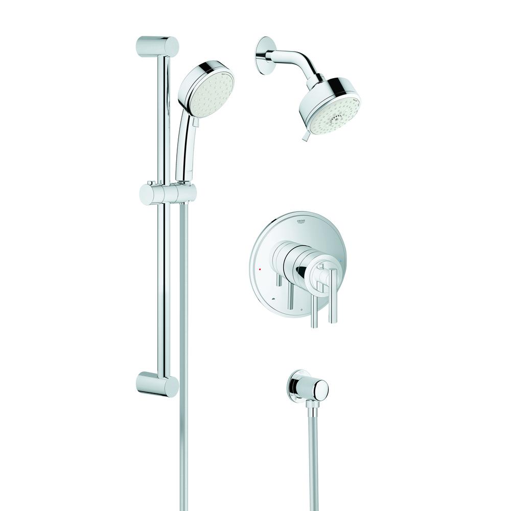 Grohe Grohflex Timeless Lever 1 Handle Wall Mount Trim Kit In Chrome Valve And Handles Not Included