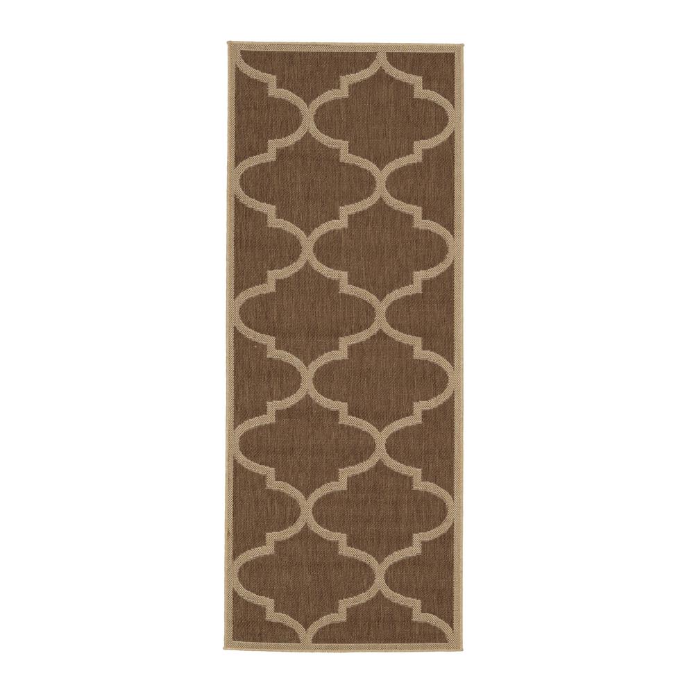 Runner 3 X 7 Area Rugs The Home Depot Jardin Collection Brown Morrocan Trellis Design Indoor Outdoor 3 Ft X 7