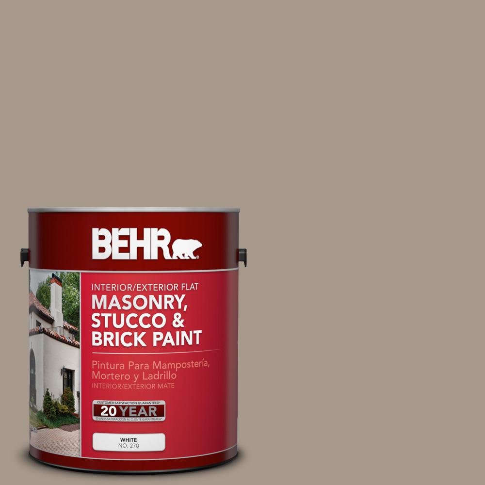 BEHR 1 Gal. White Flat Masonry, Stucco and Brick Paint-27001 - The ...