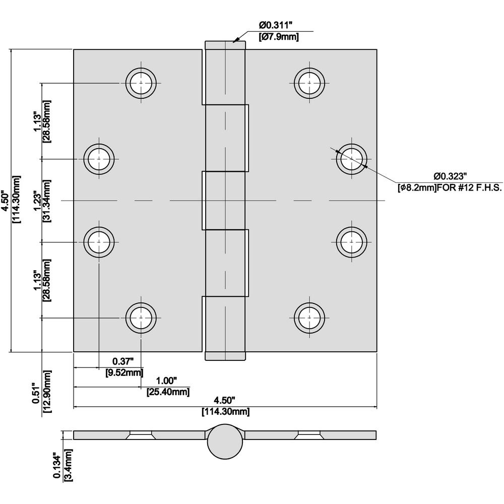 Everbilt 4 1 2 In X 4 1 2 In Satin Chrome Commercial Grade Door Hinge