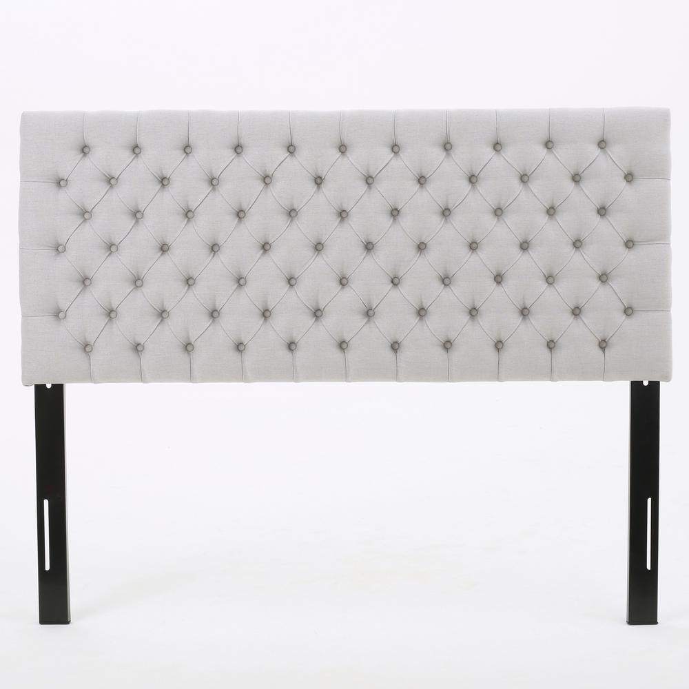 Noble House Jezebel Light Grey Fabric Tufted Queen/ Full Headboard