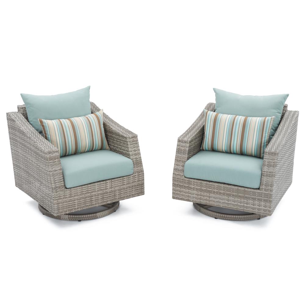 Rst Brands Cannes All Weather Wicker Motion Patio Lounge Chair With Bliss Blue Cushions 2 Pack Op Peclb2m Cns Bls K The Home Depot