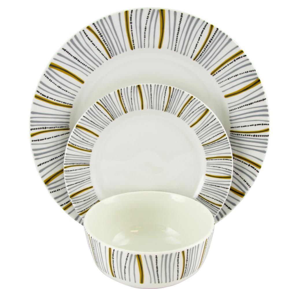 GIBSON HOME Classic Burst Decorated12Piece Dinnerware Set Made in