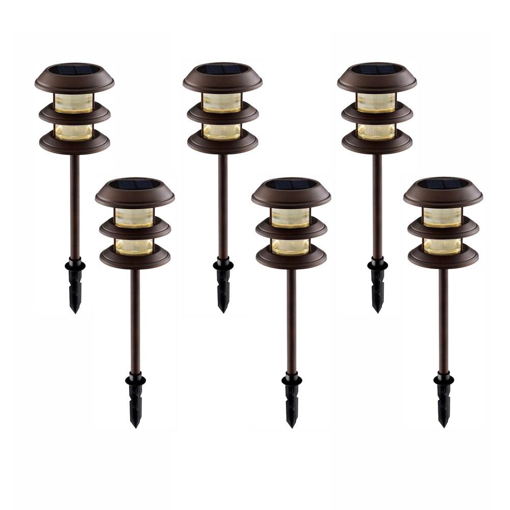 Hampton Bay 3-Tier Outdoor LED Solar Lights (6-Pack)-79339 - The Home Depot