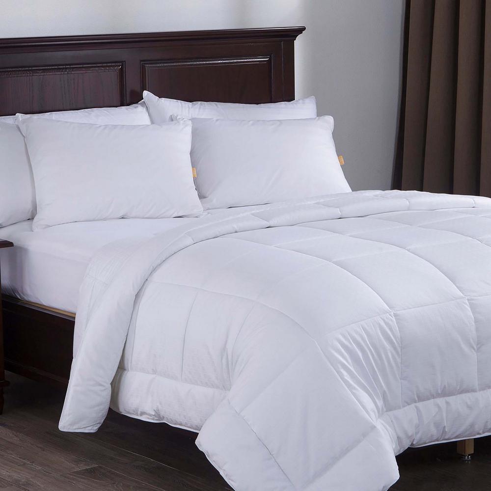 Puredown 300 Thread Count Dobby Check Down Alternative Comforter Puredown 300 Thread Count Dobby Check Down Alternative Comforter Full In White
