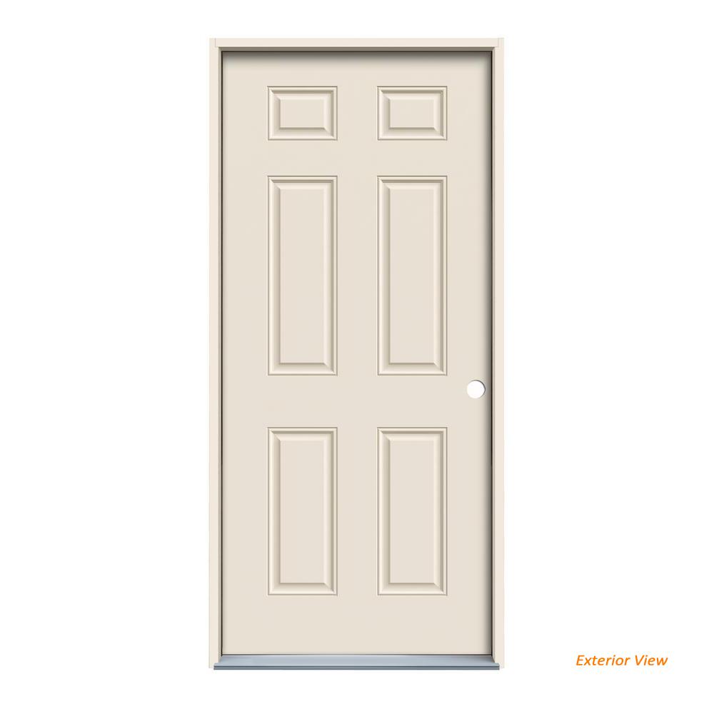 Jeld Wen 36 In X 80 In 6 Panel Primed Steel Prehung Left Hand