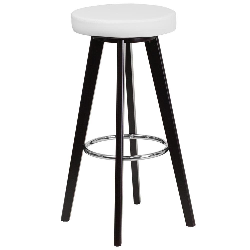Carnegy Avenue Contemporary 29 In High Cappuccino Wood Barstool Carnegy Avenue Contemporary 29 In High Cappuccino Wood Barstool With White Vinyl Seat