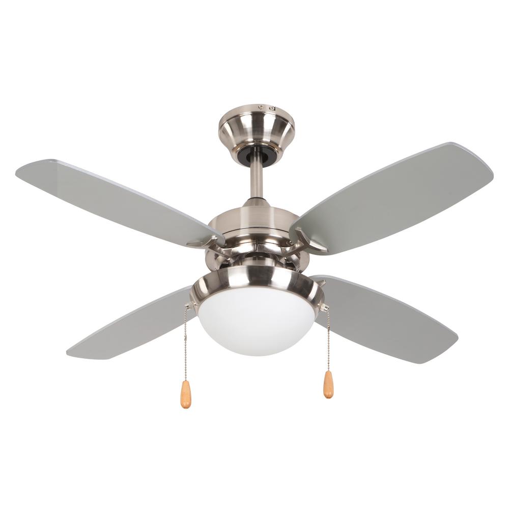 4 Blades Small Room Bowl Ceiling Fans Lighting The Home Depot Bright Brushed Nickel Ceiling Fan