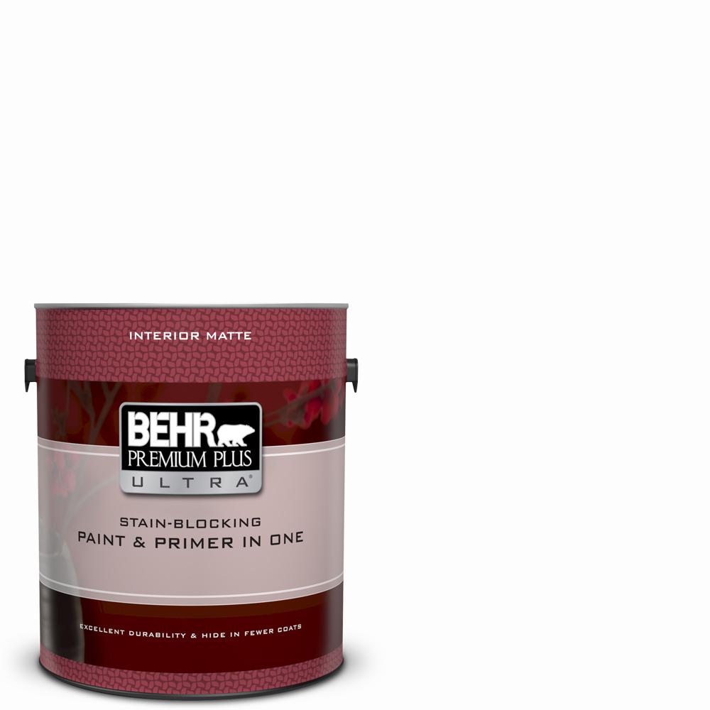 Behr Premium Plus Ultra 1 Gal Pure White Matte Interior Paint Ultra Pure White Matte Interior Paint And Primer In One