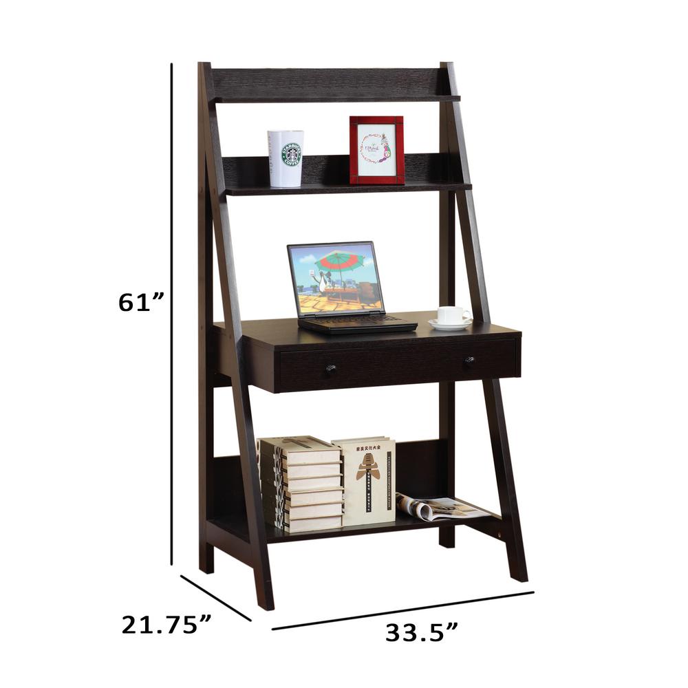 Benzara Contemporary Style Ladder Desk With 3 Open Shelves