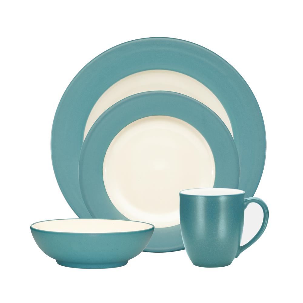 Noritake Colorwave 4-piece Turquoise Rim Dinnerware Set-8093-04x - The 