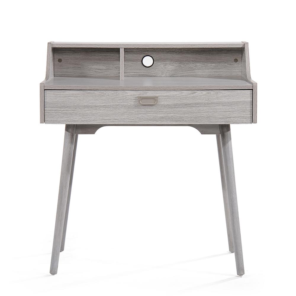 Ellison Mid Century Modern Oak Gray Fiberboard Home Office Desk