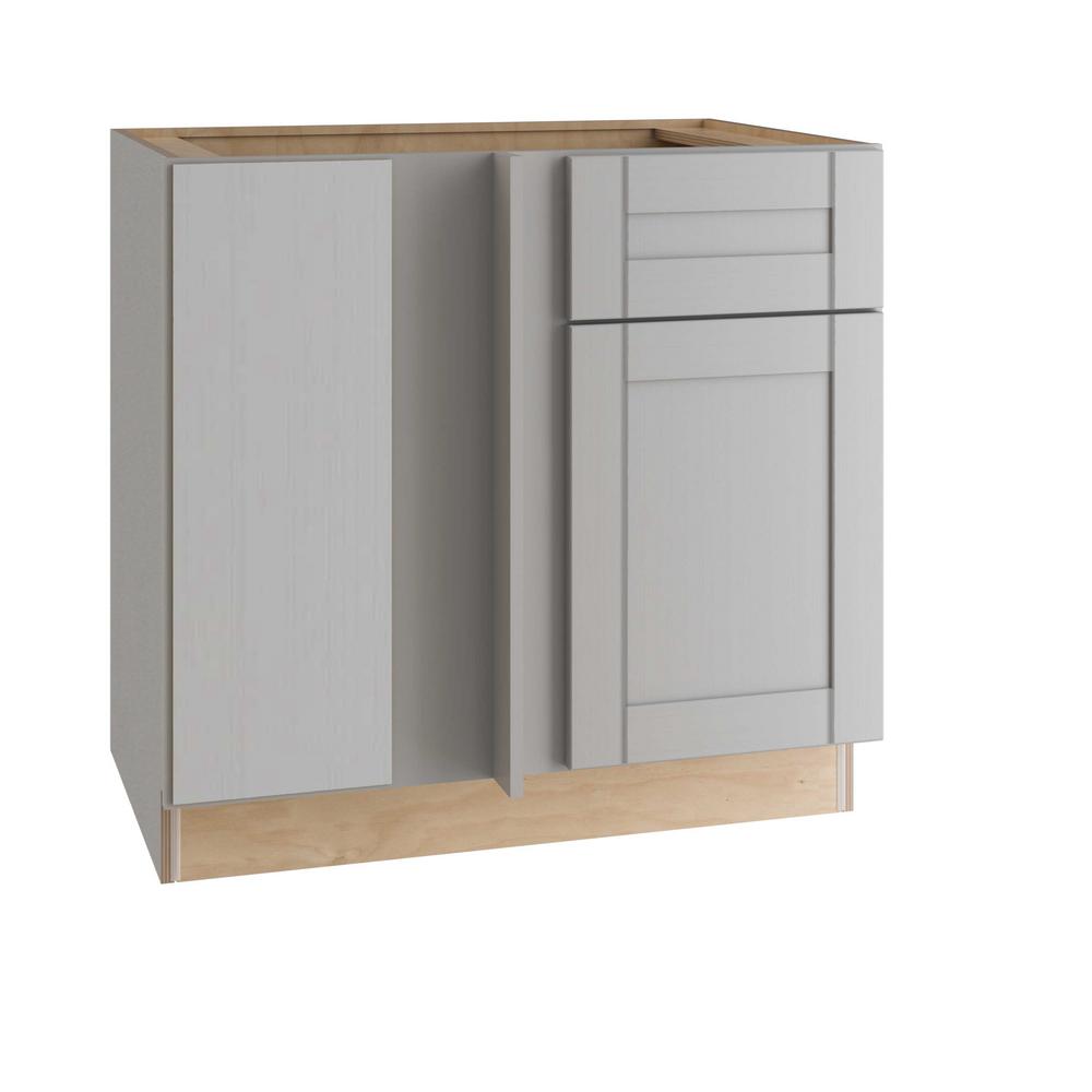 ALL WOOD CABINETRY LLC Express Assembled 42 in. x 34.5 in. x 24 in. Blind Base Corner Cabinet in Veiled Gray was $510.81 now $306.49 (40.0% off)