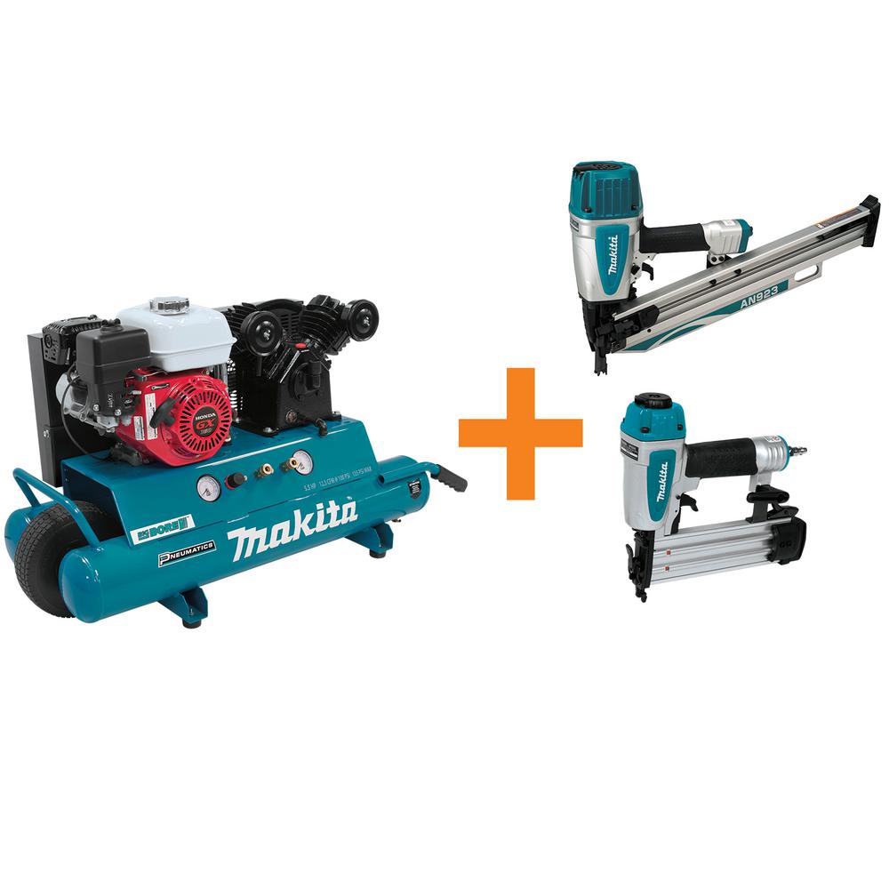 Makita 10 Gal. 5.5 HP Portable GasPowered Twin Stack Air Compressor