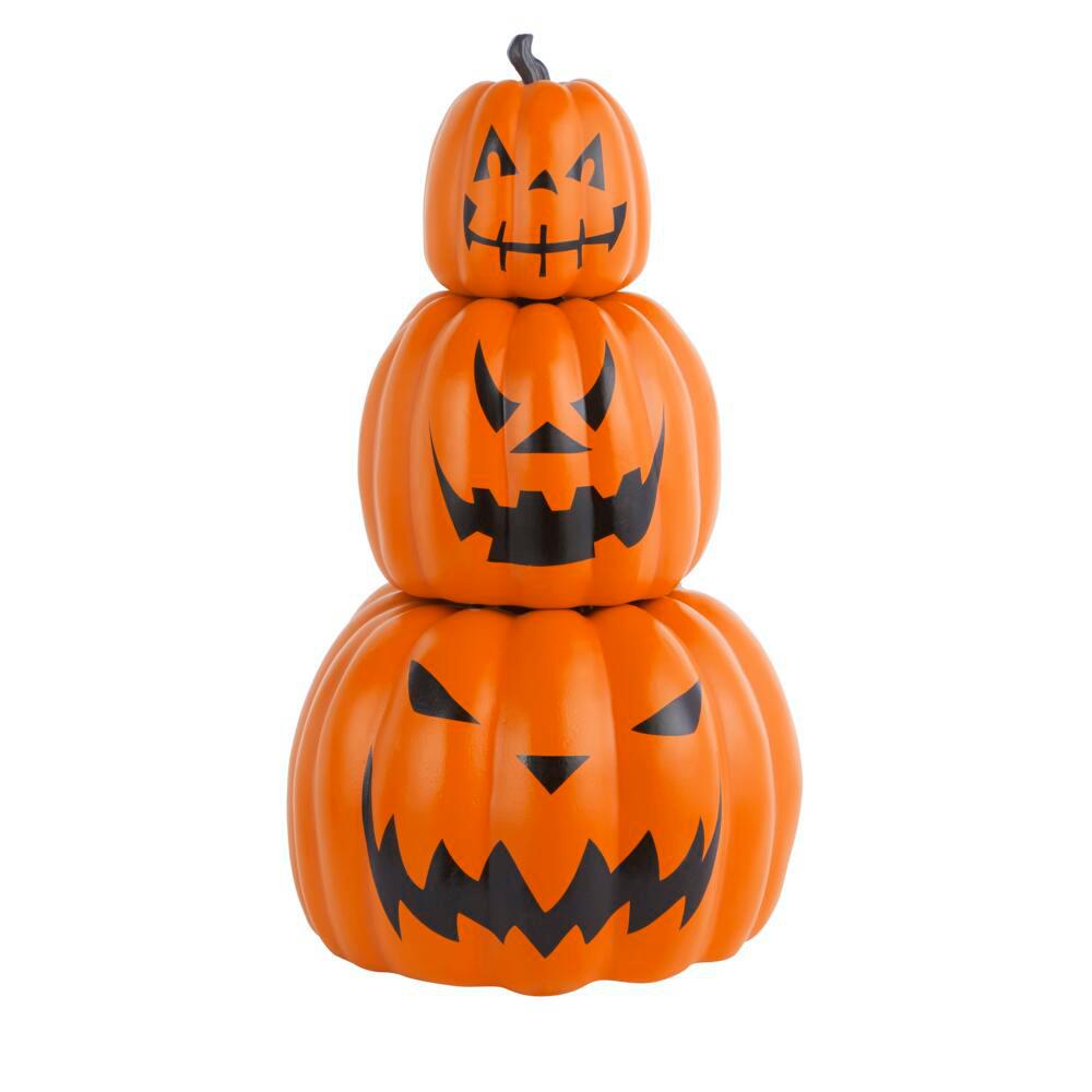 Home Accents Holiday 26 5 In Halloween 3 Piece Stackable Jack O Lanterns Qh1090 The Home Depot