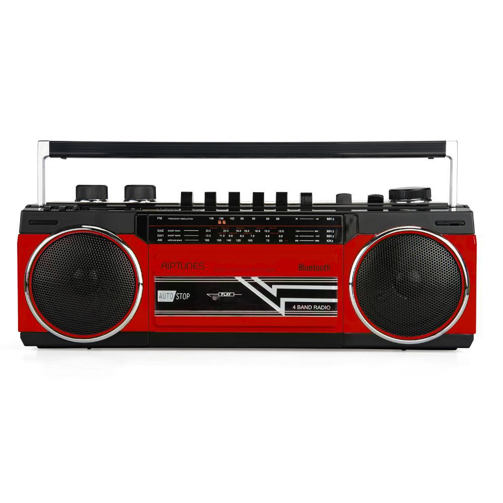 Riptunes Portable Radio and Cassette Boombox with Bluetooth in RedRACR400R The Home Depot