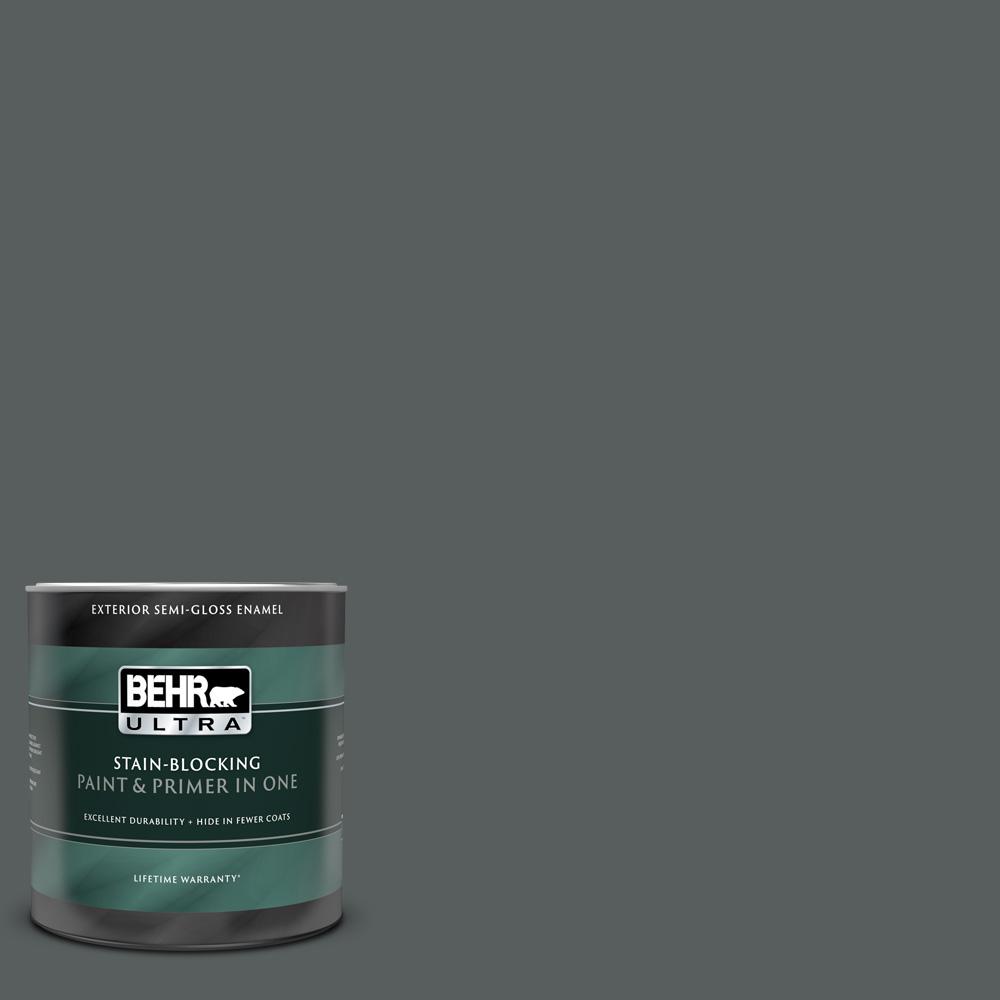 BEHR ULTRA 1 qt. N5006 Graphic Charcoal SemiGloss Enamel Exterior