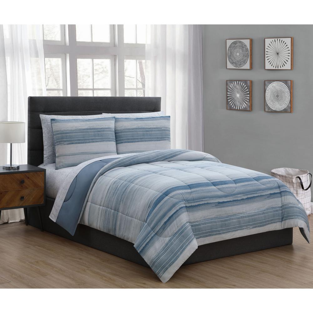 Laken 7 Piece Blue King Bed In A Bag Lak7bbkingghbl The Home Depot