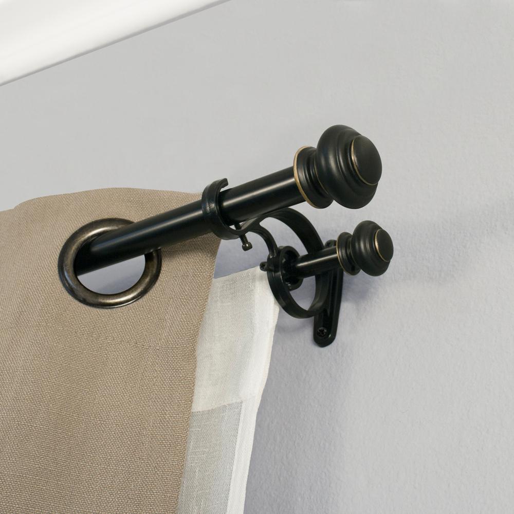 Decopolitan 36 72 In Urn Telescoping Double Drapery Rod Set Antique Bronze 7 8 Front 5 Back 680656136881 The Home Depot Urn Telescoping Double Drapery Rod Set