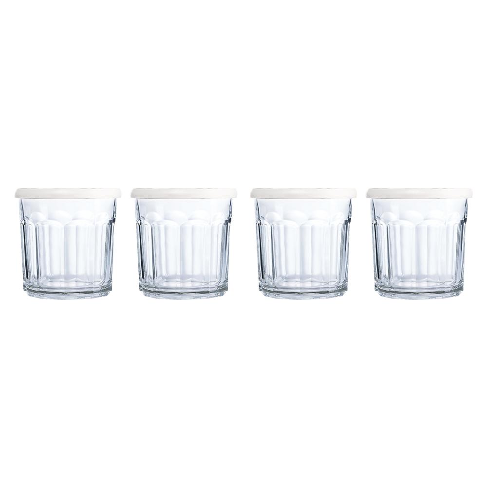 Luminarc Working 14 oz. Glass Storage Jar and Cooler with White lid (Set of 4) by Luminarc