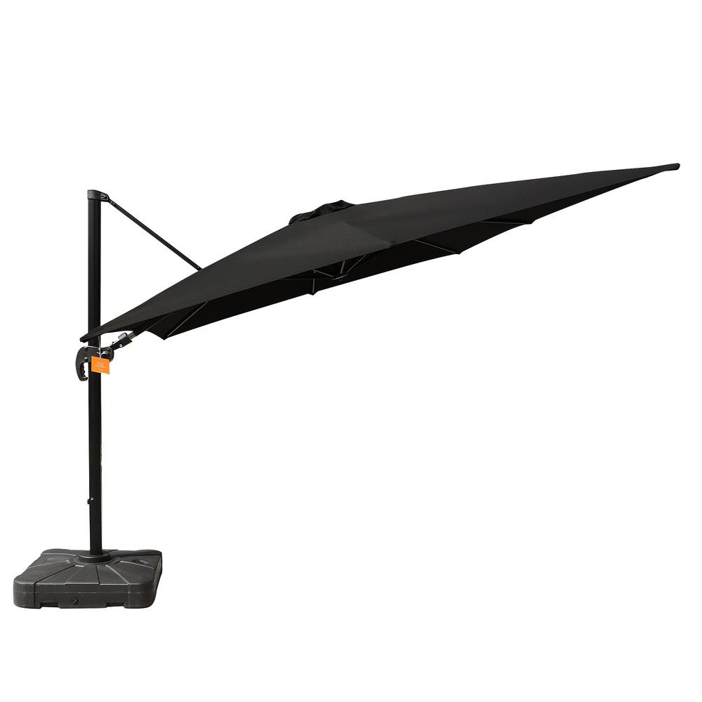 Island Umbrella Santorini Ii 10 Ft Square Cantilever Patio Umbrella In Black Sunbrella Acrylic Nu6070 The Home Depot