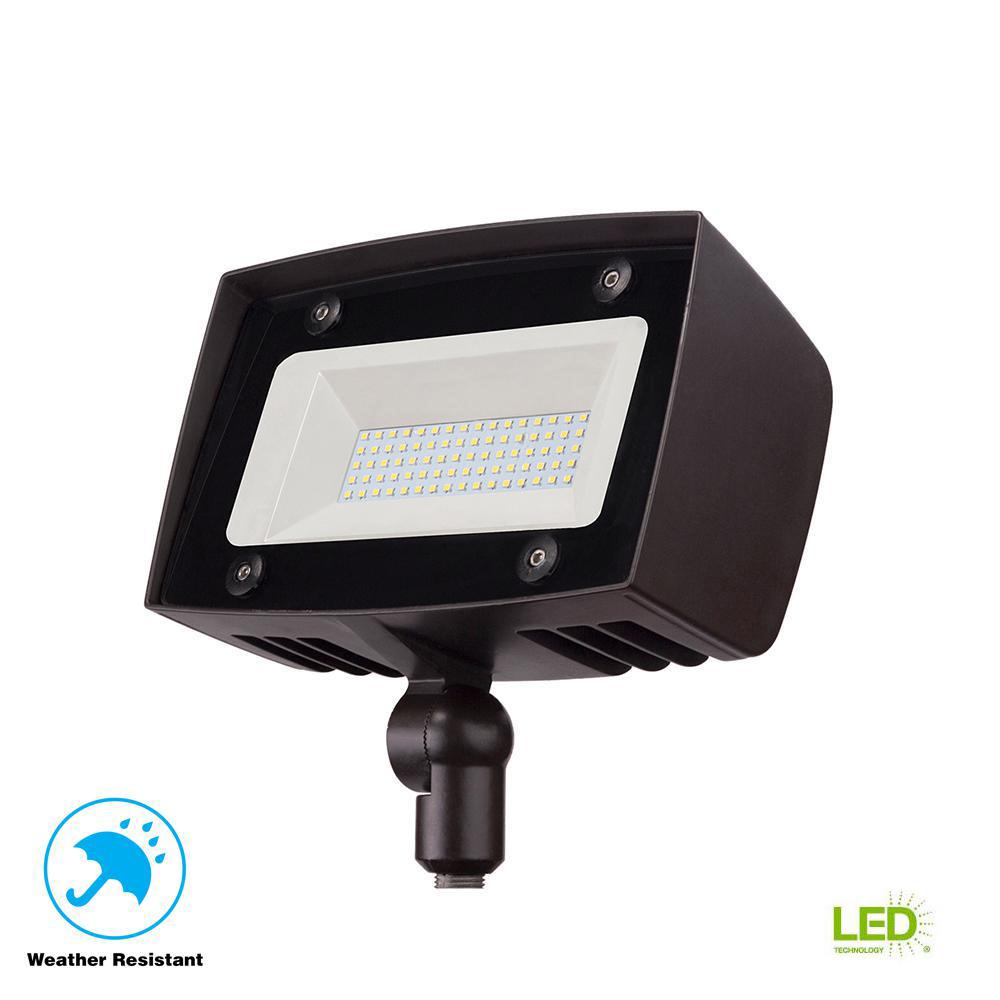 Commercial Electric High-Output Architectural Dark Bronze Outdoor Integrated LED Flood Light with 5000 Lumens and DLC-Rating