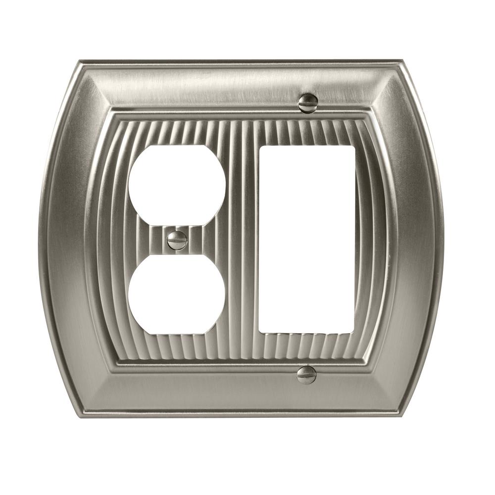 Amerock Sea Grass 1 Rocker and 1Duplex Outlet Combination Wall Plate, Satin Nickel1906983