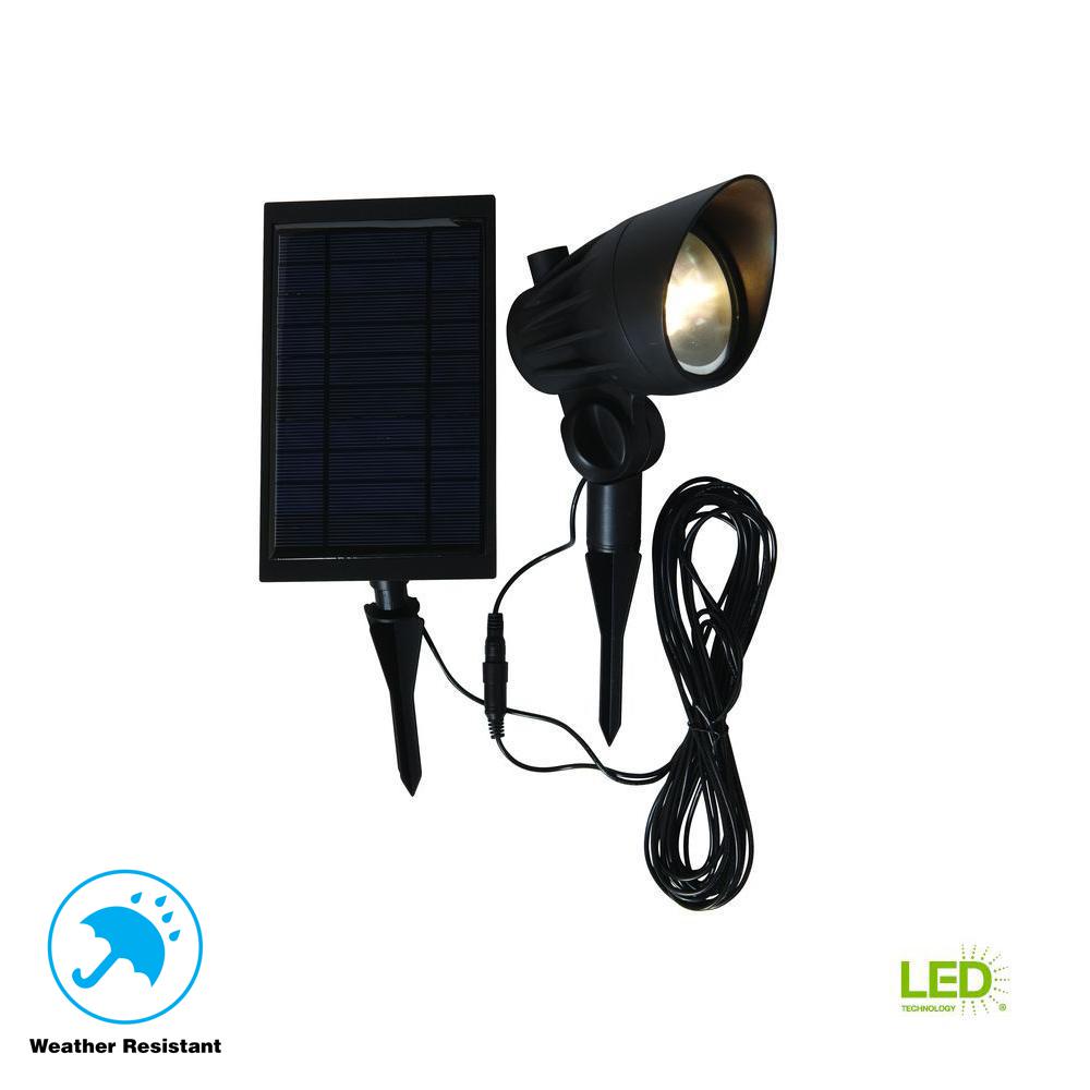 Hampton Bay Solar Black Outdoor Integrated Led 3000k 70 Lumens Hampton Bay Solar Black Outdoor Integrated Led 3000k 70 Lumens Landscape Spot Light With Panel And Wire Nxt 3149 The Home Depot