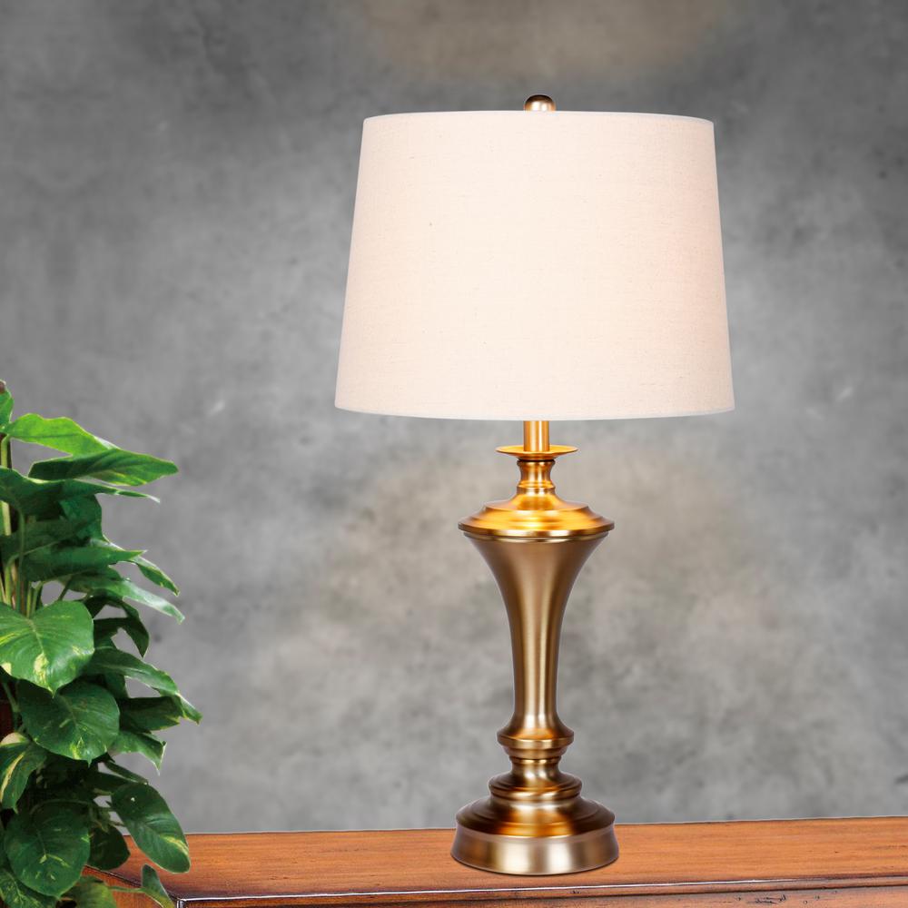 Fangio Lighting 30 In Plated Antique Gold Urn With Pedestal Base Metal Table Lamp