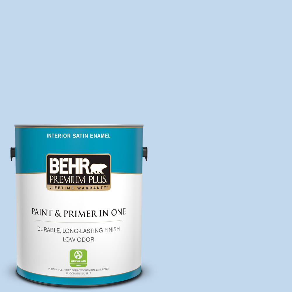 Behr Premium Plus 1 Gal M5 2 After Rain Satin Enamel Low Odor Interior Paint And Primer In One The Home Depot